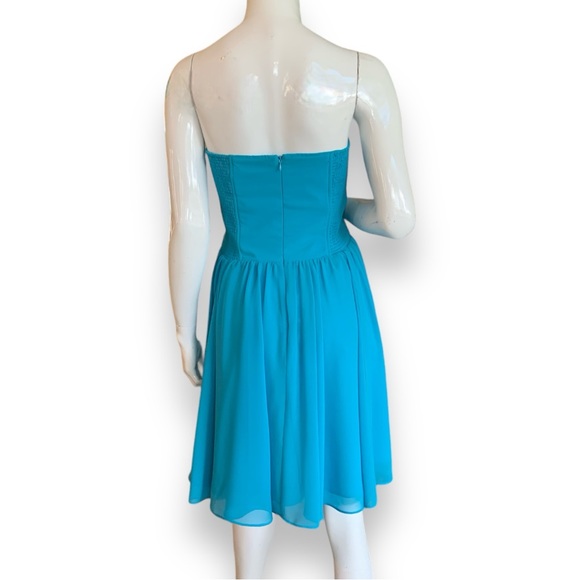 GUESS PEACOCK BLUE STRAPLESS CORSET BUSTIER PARTY DRESS. WOMEN’S SIZE 12 - Picture 2 of 10